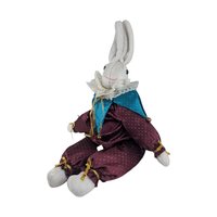 Vintage Harlequin Bunny Plush: Limited Edition Jester Rabbit Shelf Sitter