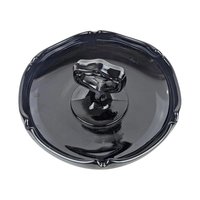 Vintage Black Glass Trinket Dish with Handle: Art Deco Vanity Tray