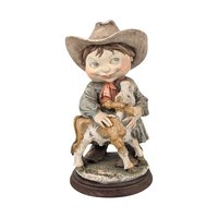 Vintage Giuseppe Armani Cowgirl Figurine: Gulliver's World Resin Statue