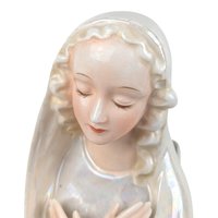 Vintage Norcrest Virgin Mary Planter: Iridescent Ceramic Madonna Bust