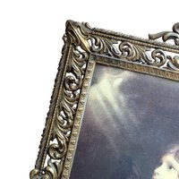 The Infant Samuel Framed Print by Reynolds, Vintage Ornate Metal Frame with Convex Bubble Glass, Religious Wall Art, Victorian Style Decor
