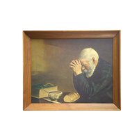 Grace by Enstrom Framed Print, Vintage Christian Wall Art, Iconic Man Praying Photograph, Religious Farmhouse Decor, Dining Room Wall Art