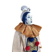 Vintage Chinese Opera Doll: Blue & White Porcelain, 24 Inch with Stand