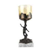 Vintage Bronze Cherub Candle Holder: Hollywood Regency Marble Base