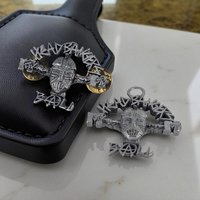 Vintage 1993 MTV Headbangers Ball Pewter Pendant & Pin Set - 90s Metal Memorabilia