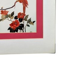 Vintage Bamboo Bird Wall Hanging: Asian Inspired Floral Art