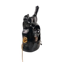 Vintage Black Ceramic Horse Lamp: Gold Accent Equestrian Decor