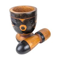 Vintage Wooden Mortar and Pestle: Rustic Kitchen Decor Spice Grinder