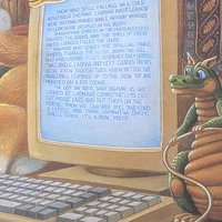 Vintage Randal Spangler Cat and Mouse Print, Framed Whimsical Fantasy Art, 90s Computer Cat Illustration, Geeky Home Office Decor