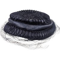 1950s Navy Blue Woven Cocktail Hat: Vintage Pinehurst Millinery with Net Veil
