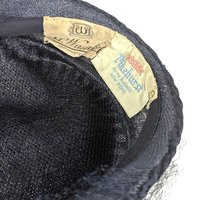 1950s Navy Blue Woven Cocktail Hat: Vintage Pinehurst Millinery with Net Veil