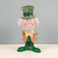 Vintage Disney Mad Hatter Figurine, Alice in Wonderland Porcelain Character Figure, Small Ceramic Statue, Disneyana Collector Gift