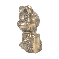 Vintage Brass Cat Figurine, Small Scruffy 'Ugly' Cat Statue, 2.5 Inch Metal Animal Figure, Cat Lover Gift, Bookshelf Paperweight