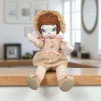 Vintage Handmade Cloth Doll: 17" Collectible Doll with Bonnet