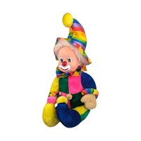 Vintage Rainbow Clown Doll: Sleepy Eyes, Whimsical Decor