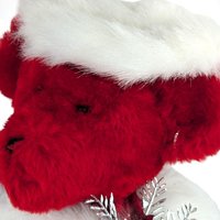 Vintage 1993 Johnson Creations Red Teddy Bear: Christmas Plush with Faux Fur Hat