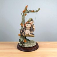 Vintage Children on Swing Figurine: Giuseppe Armani Gulliver's World 14" Resin Statue