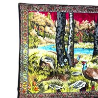 Vintage Pheasant Tapestry Wall Hanging: Bohemian Woodland Scene, Large Wall Art