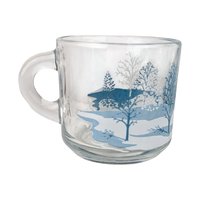 Anchor Hocking Winter Scene Mugs (Set of 4) - Blue and White Christmas Mugs