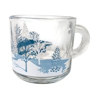 Anchor Hocking Winter Scene Mugs (Set of 4) - Blue and White Christmas Mugs
