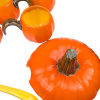 Vintage Ceramic Pumpkin Punch Bowl Set: Tureen, Ladle & 7 Cups - Fall Decor