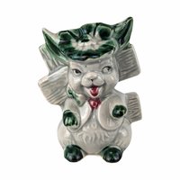 Vintage Ceramic Rabbit with Fence Planter: Whimsical Bunny Decor