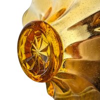 Vintage Amber Art Glass Basket: Mid Century Hand Blown Decor