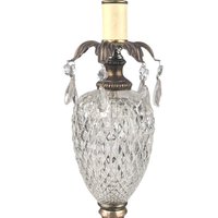 Vintage Cut Crystal Table Lamp with Prisms, Hollywood Regency Glass Lamp, Ornate Boudoir Accent Lighting for Bedroom, French Country Decor