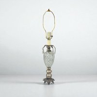 Vintage Cut Crystal Table Lamp with Prisms, Hollywood Regency Glass Lamp, Ornate Boudoir Accent Lighting for Bedroom, French Country Decor