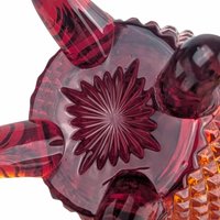 Vintage Imperial Amberina Glass Bud Vase: Lace Edge Diamond Point, Mid Century