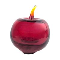 Vintage Hand Blown Art Glass Apple Paperweight: Mid Century Modern Desk Decor