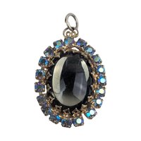 Vintage Aurora Borealis Rhinestone Pendant: Gothic Glam Necklace