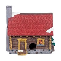 Vintage 1989 Dept 56 Pinewood Log Cabin, Snow Village Lighted Christmas Building, Rustic Winter Lodge Holiday Decor