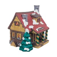 Vintage 1989 Dept 56 Pinewood Log Cabin, Snow Village Lighted Christmas Building, Rustic Winter Lodge Holiday Decor