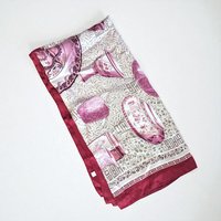 Large Vintage Silk Scarf with Asian Pottery Print, Chinoiserie Dragon Motif Square Scarf in Red and Pink, 42 Inch Womens Head Scarf Shawl