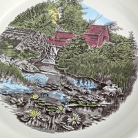 Vintage Johnson Bros Friendly Village Pie Plate, The Old Mill Ceramic Baking Dish, 10 Inch English Ironstone, Farmhouse Bakeware