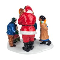 Vintage 1999 Dept 56 Santa Comes to Town Figurine, Snow Village Year 2000 Millennium Accessory with Box, D56 Santa and Children