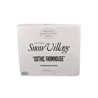Vintage 1991 Dept 56 Gothic Farmhouse, Snow Village Lighted Christmas House with Box, American Gothic Holiday Building