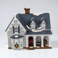 Vintage 1991 Dept 56 Gothic Farmhouse, Snow Village Lighted Christmas House with Box, American Gothic Holiday Building