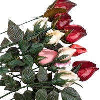 Vintage Glossy Artificial Rose Bunch - Mid Century Modern Faux Floral Decor