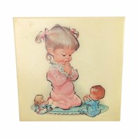 Vintage 1960s Pete Hawley Wall Hanging: Retro Praying Children Bedtime Decor