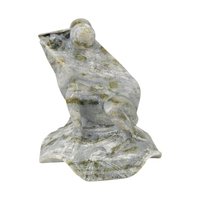 Vintage Hand-Carved Jade Frog Figurine: Chinese Feng Shui Decor