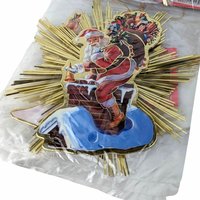 Vintage 1991 Santa Starburst Ornaments: Gold Foil Christmas Decor, Set of 4