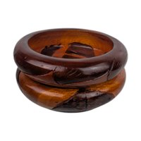 Vintage Hand Carved Wood Bowls: Pair of Decorative Wooden Dishes with Fish Motifs