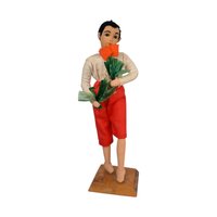 Vintage Filipino Folk Art Doll Couple, Handcrafted Couple Figurines on Wood Stands