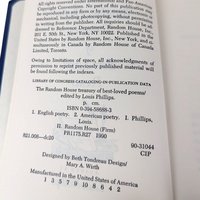 Vintage Poetry Anthology: 1990 Random House Treasury of Best-Loved Poems