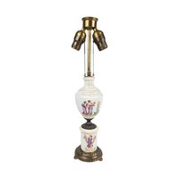 Antique Italian Ceramic Urn Lamp: Neoclassical Double Light Table Lamp
