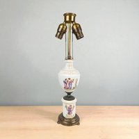 Antique Italian Ceramic Urn Lamp: Neoclassical Double Light Table Lamp
