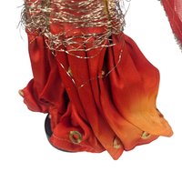 Indian Woman Dancer Figurine: Vintage Red Saree Textile Doll, 11"