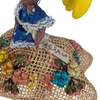 Calypso Queen Figurine: Vintage Caribbean Banana Seller Doll, 10"